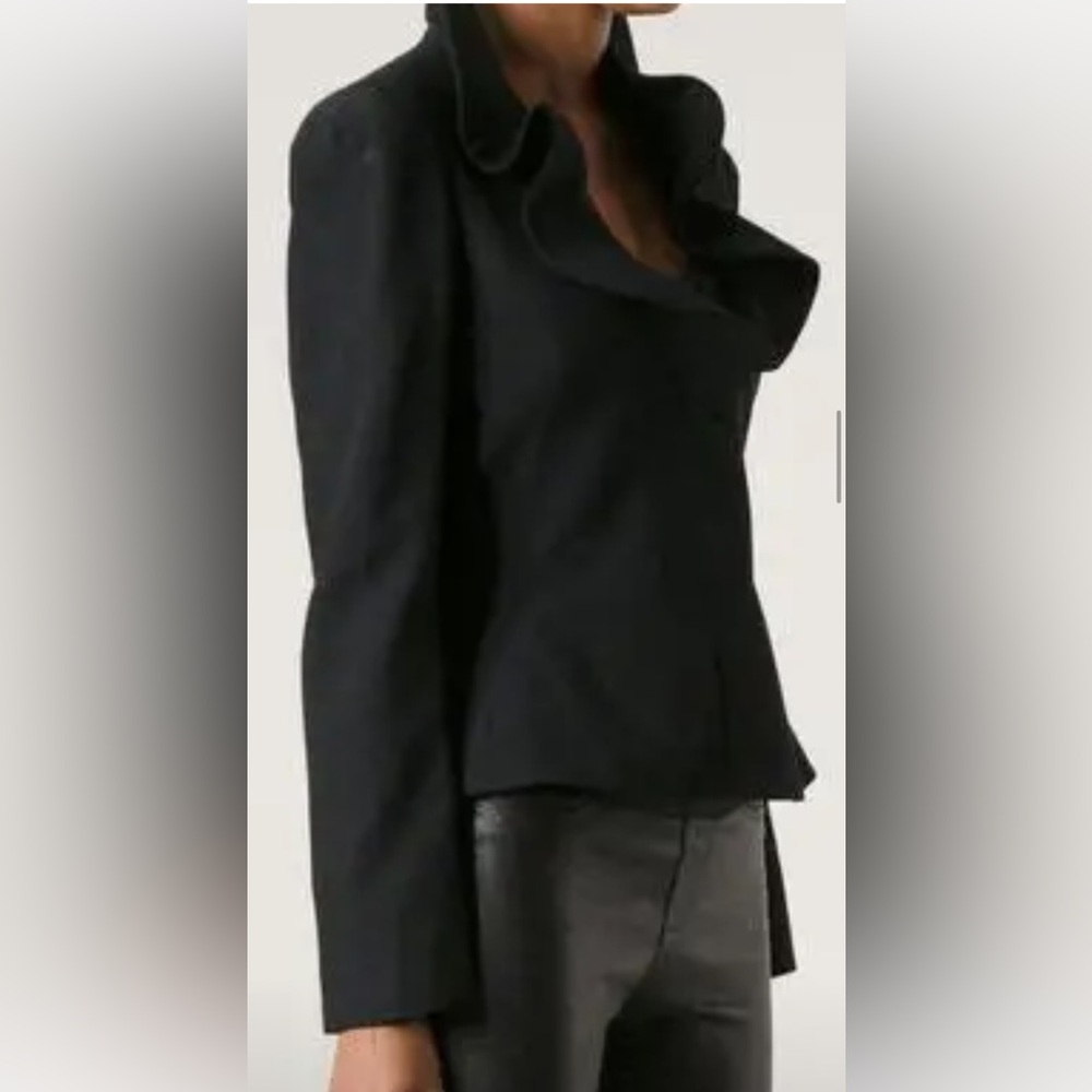 NWT$198 Design Today’s Black DoubleWire Collar Ruffle Bell Peplum Blazer Jacket